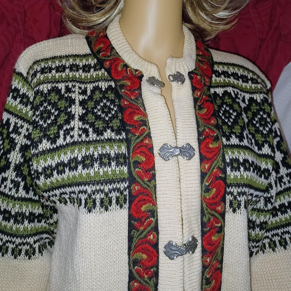 NORDIC FAIRE ISLE Wool Cardigan Trachten Ski Unisex